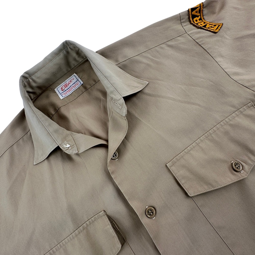 Elbeco Mens 15.5 Short Sleeve Uniform Shirt Khaki Farragut Patch Permanent Press